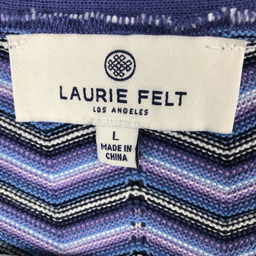 Laurie Felt Open Front Long Cardigan Chevron Pattern Size Large L - Picture 5 of 6